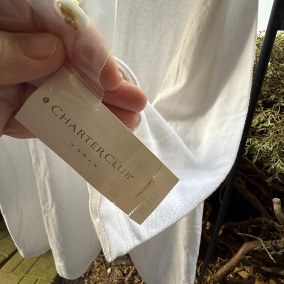 Charter Club Women's Pullover White Top with Ruffle and Buttons Size 1X NWT - Picture 6 of 14